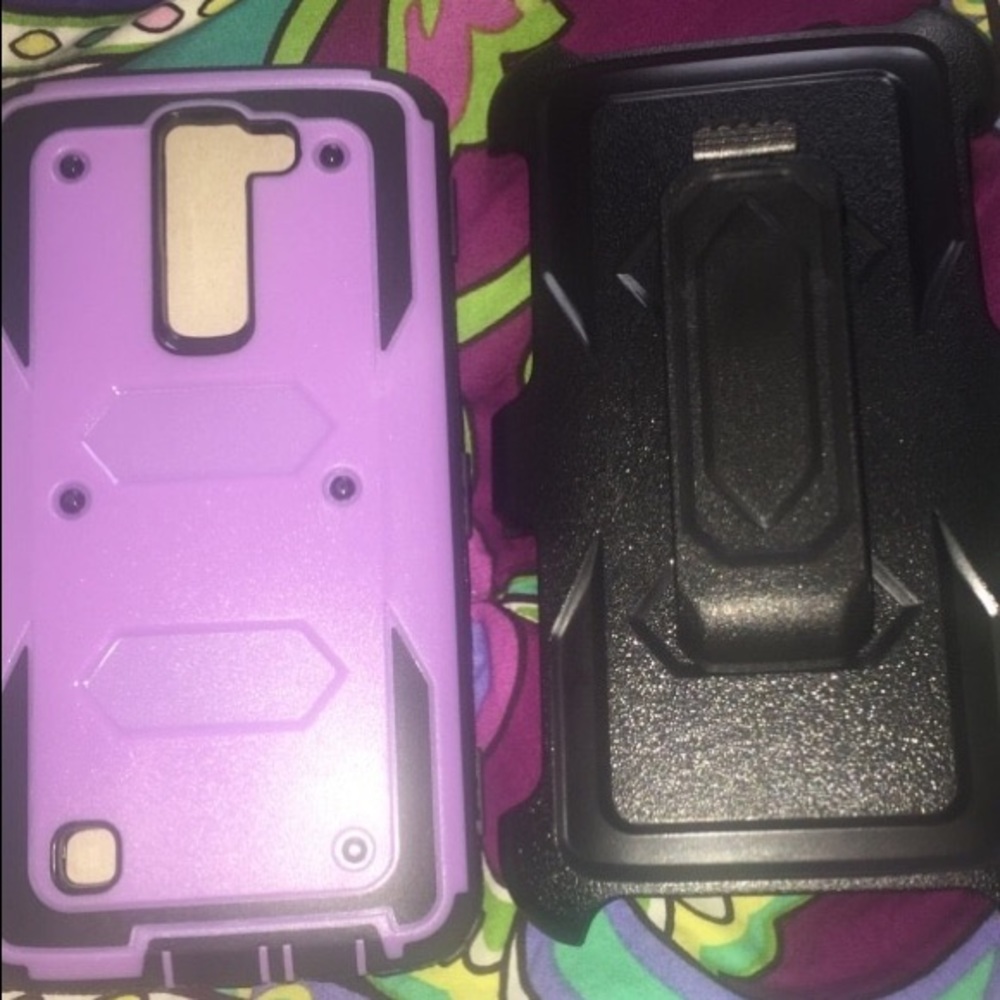 Purple & black Torro LG K7 phone case w/ side clip